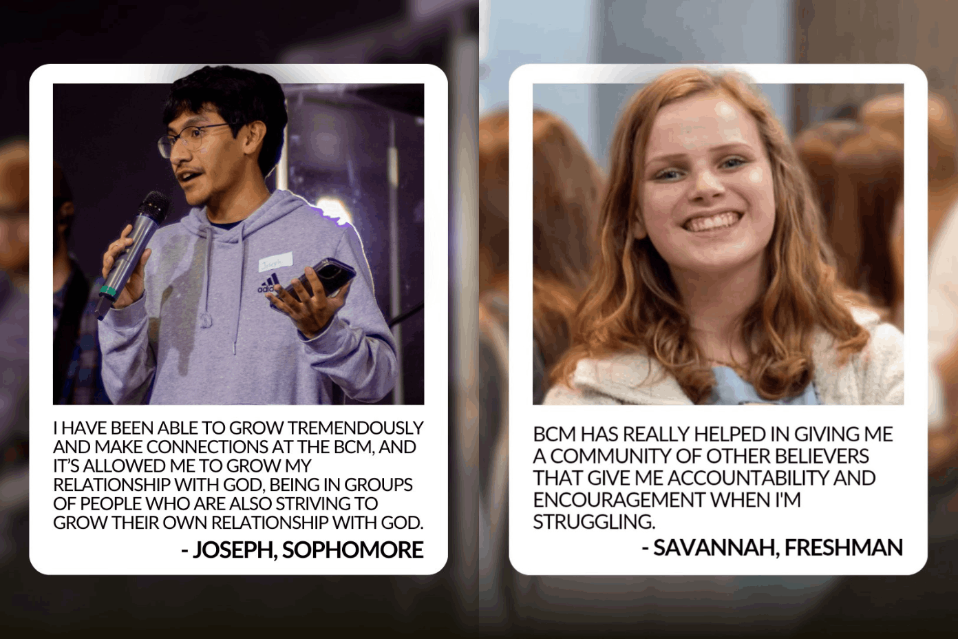 Two examples of student testimonies.